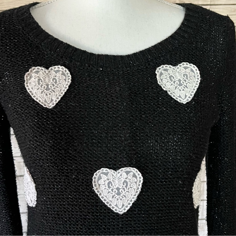 Lauren Conrad Black Sweater with White Heart Details - Picture 2 of 8